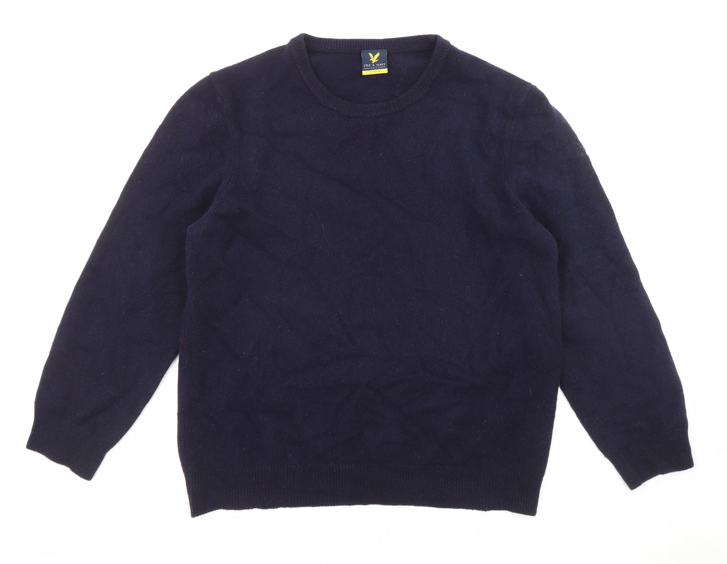 Lyle & Scott Womens Blue Crew Neck Wool Pullover Jumper Size XL - Golf