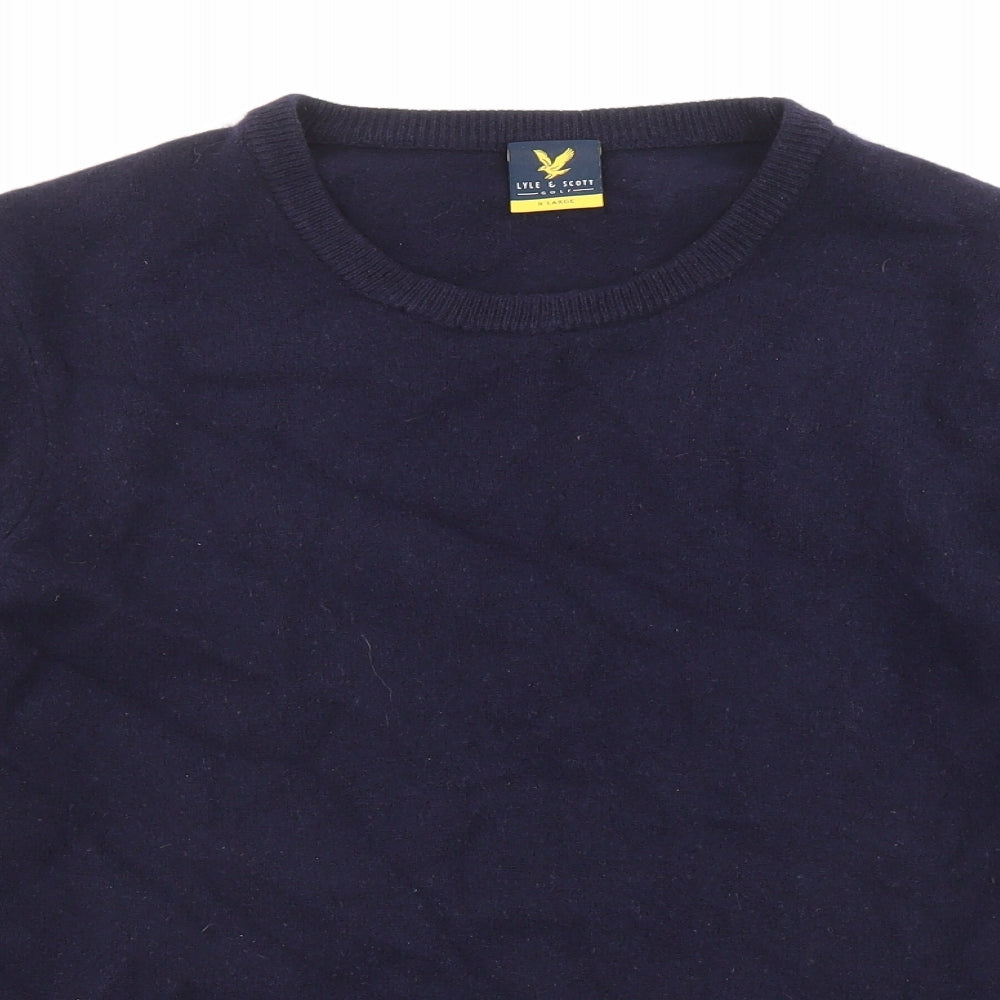Lyle & Scott Womens Blue Crew Neck Wool Pullover Jumper Size XL - Golf