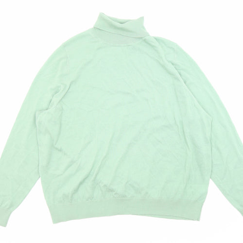 Marks and Spencer Womens Green Roll Neck Wool Pullover Jumper Size 22