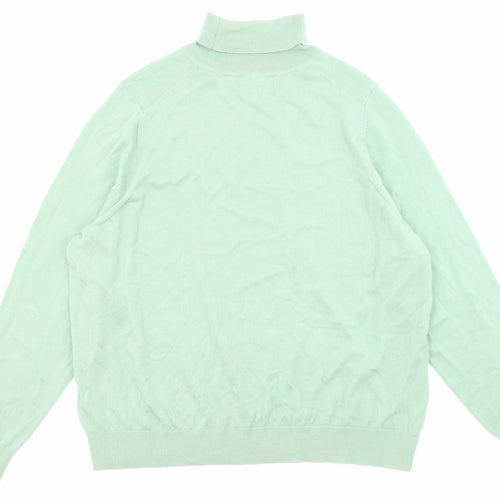 Marks and Spencer Womens Green Roll Neck Wool Pullover Jumper Size 22