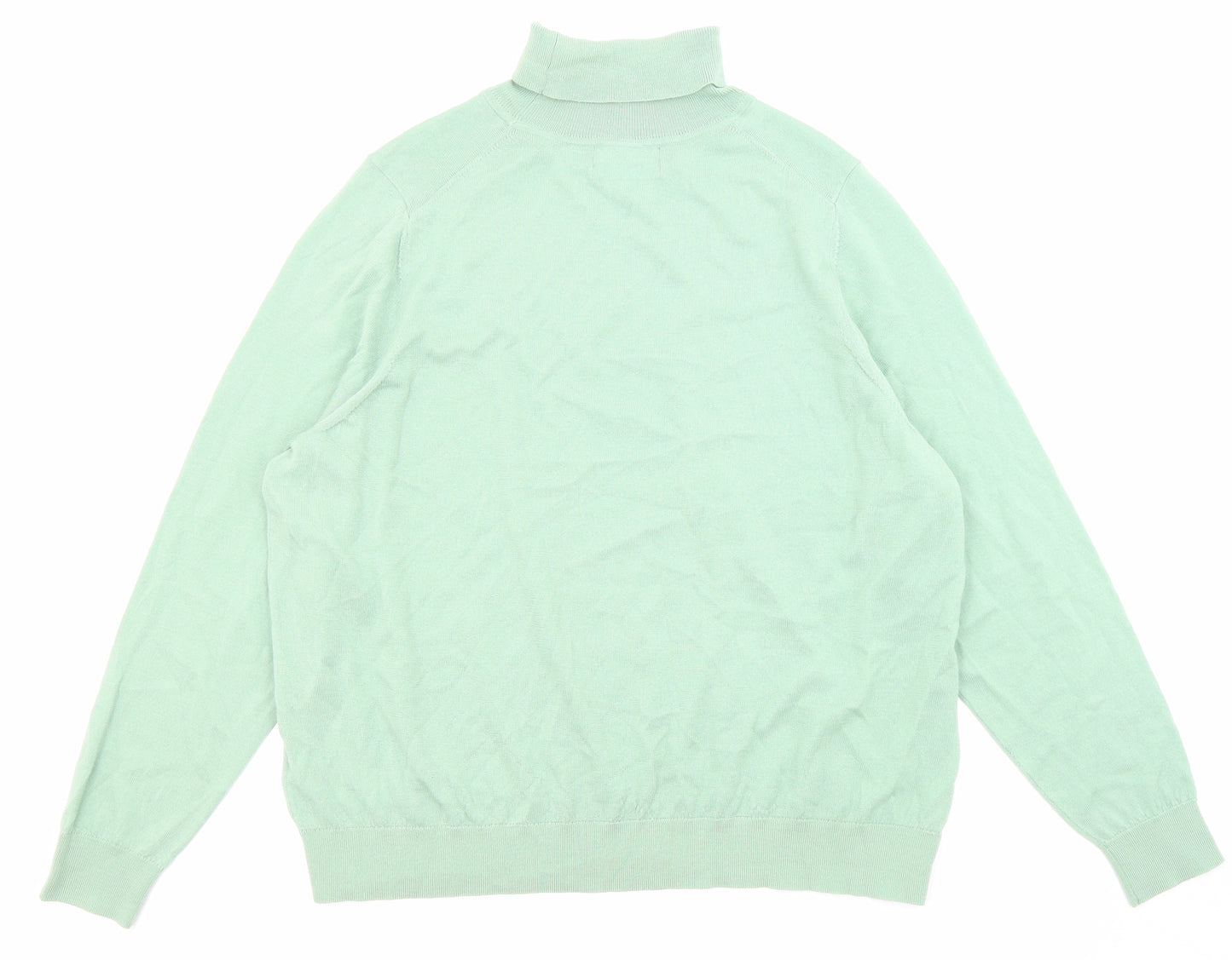 Marks and Spencer Womens Green Roll Neck Wool Pullover Jumper Size 22