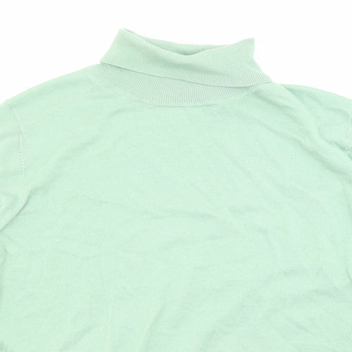 Marks and Spencer Womens Green Roll Neck Wool Pullover Jumper Size 22