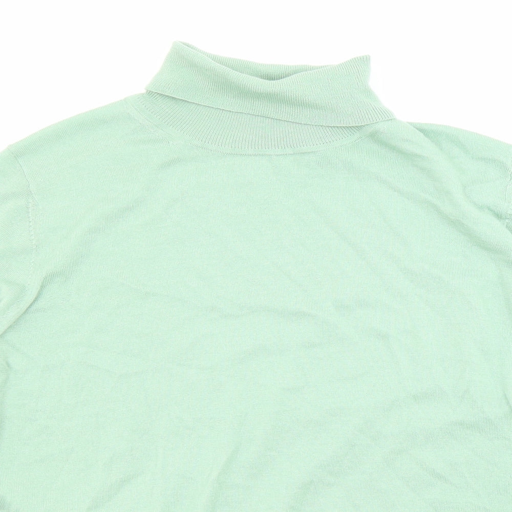 Marks and Spencer Womens Green Roll Neck Wool Pullover Jumper Size 22
