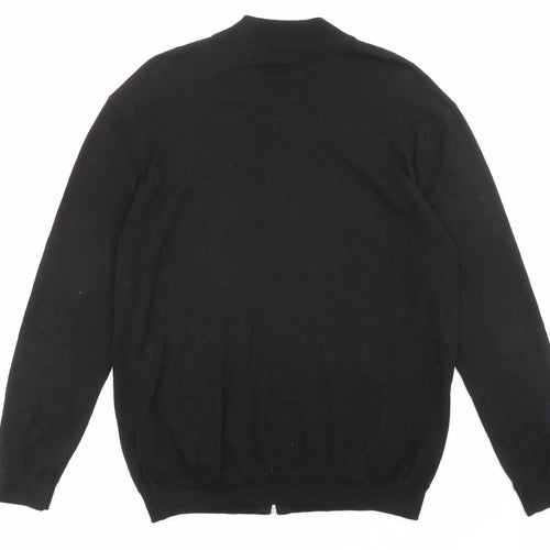 NEXT Mens Black High Neck Cotton Full Zip Jumper Size XL Long Sleeve - Pockets