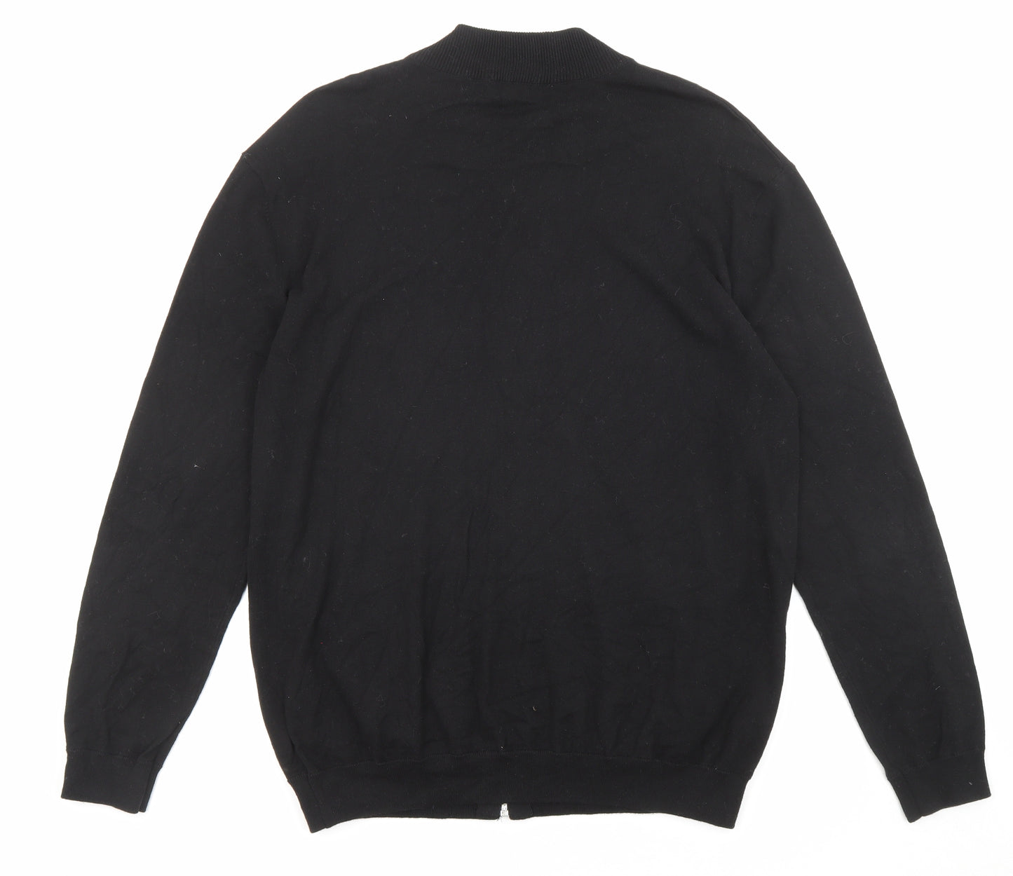 NEXT Mens Black High Neck Cotton Full Zip Jumper Size XL Long Sleeve - Pockets