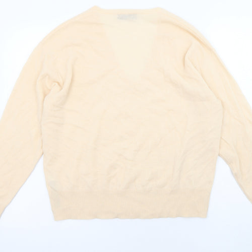 Zara Womens Orange V-Neck Wool Pullover Jumper Size M