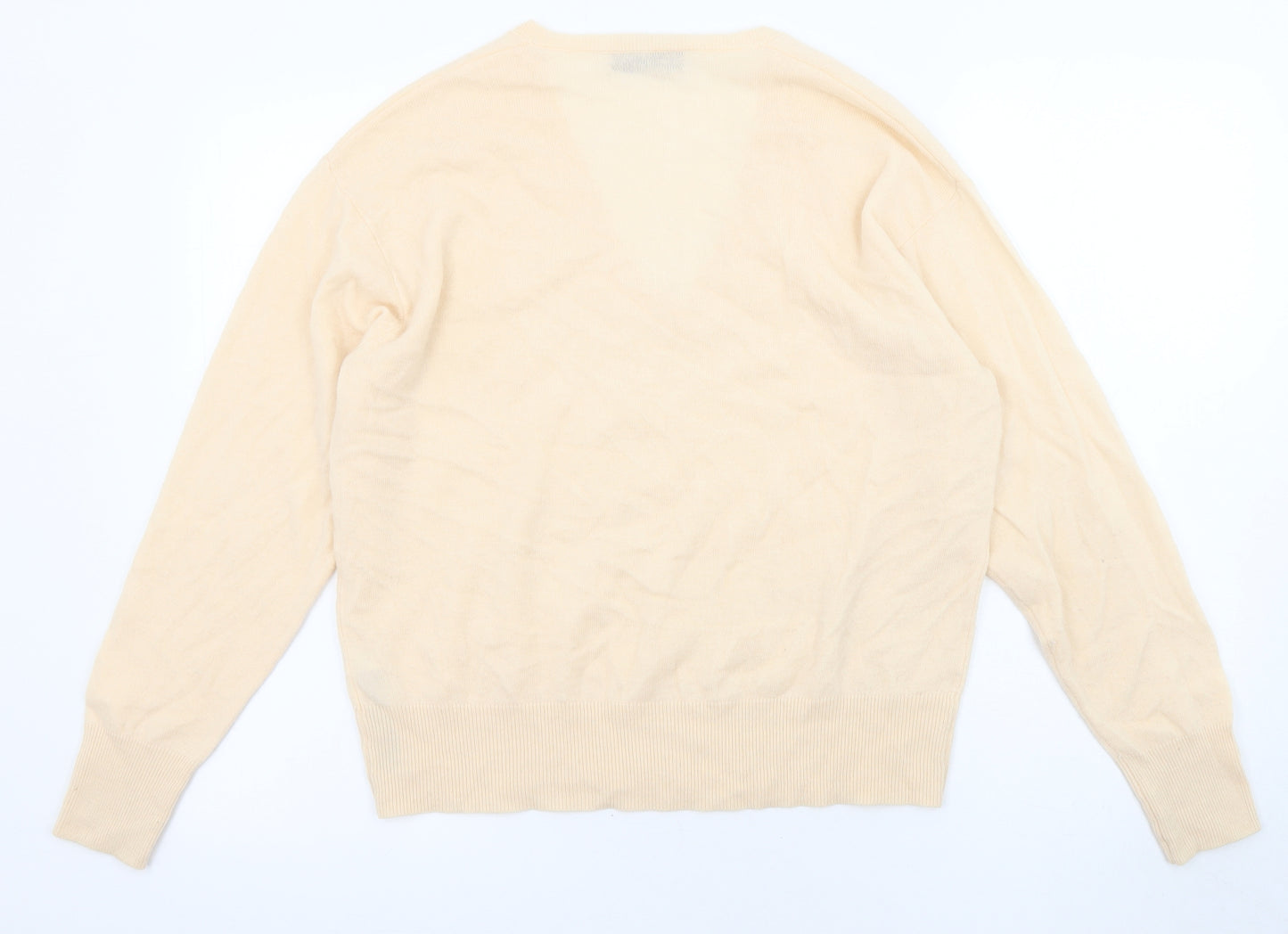 Zara Womens Orange V-Neck Wool Pullover Jumper Size M