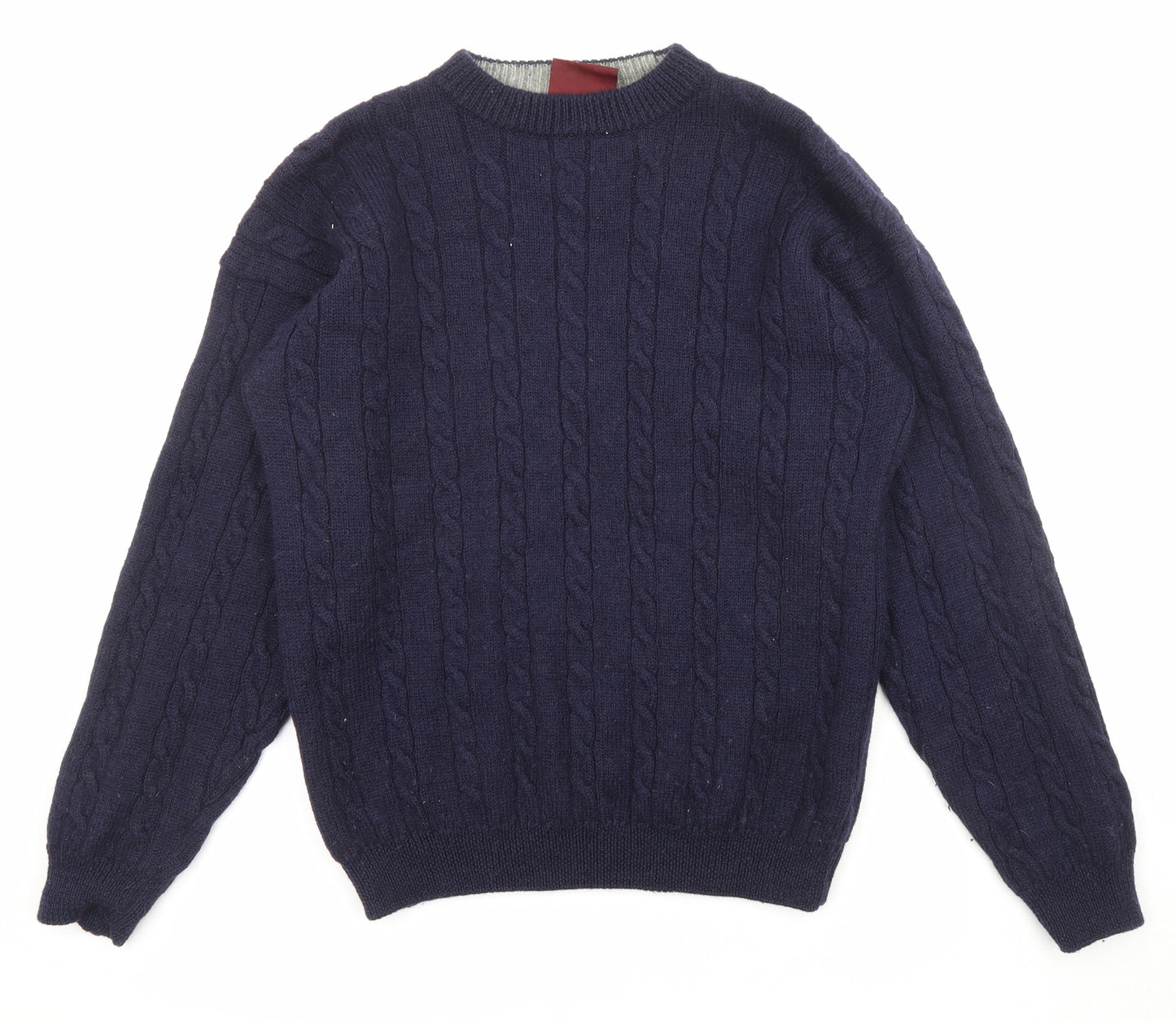 Burton Mens Blue Round Neck Wool Pullover Jumper Size L Long Sleeve