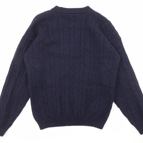 Burton Mens Blue Round Neck Wool Pullover Jumper Size L Long Sleeve
