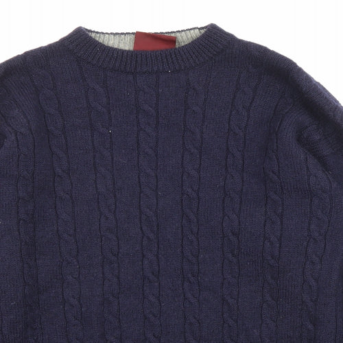 Burton Mens Blue Round Neck Wool Pullover Jumper Size L Long Sleeve