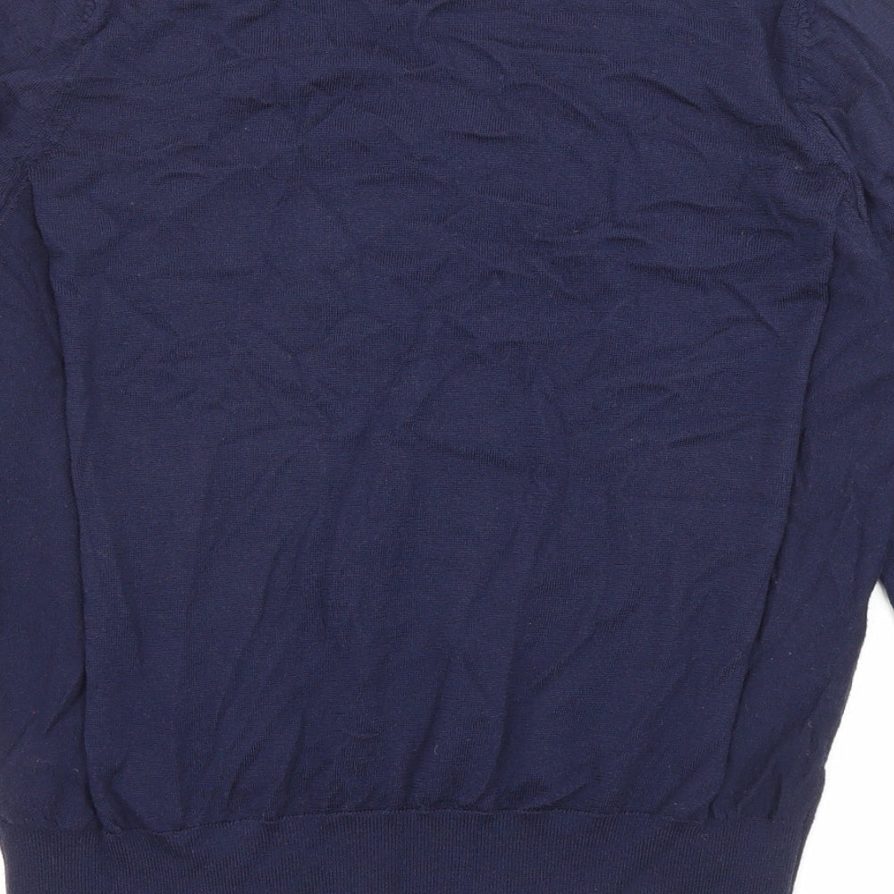 Marks and Spencer Womens Blue V-Neck Wool Pullover Jumper Size M
