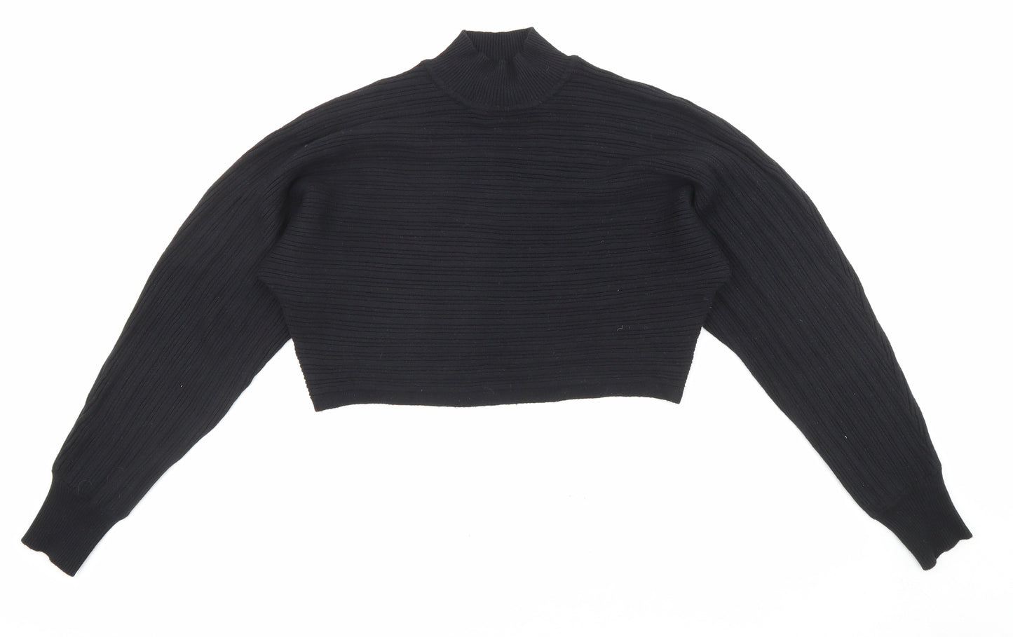 New Look Womens Black High Neck Viscose Pullover Jumper Size S - Cropped