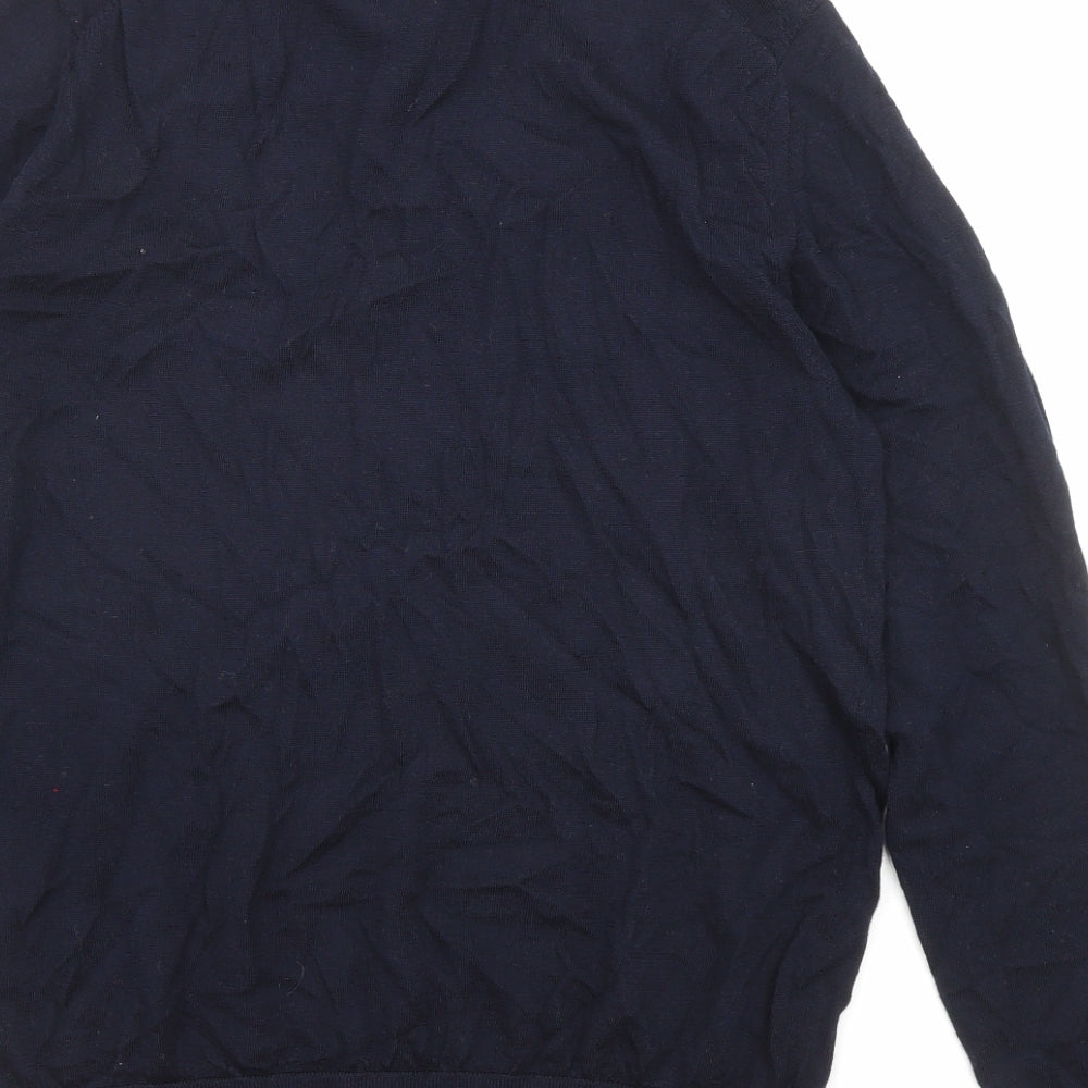 Autograph Mens Blue Collared Wool Pullover Jumper Size M Long Sleeve - Button-up