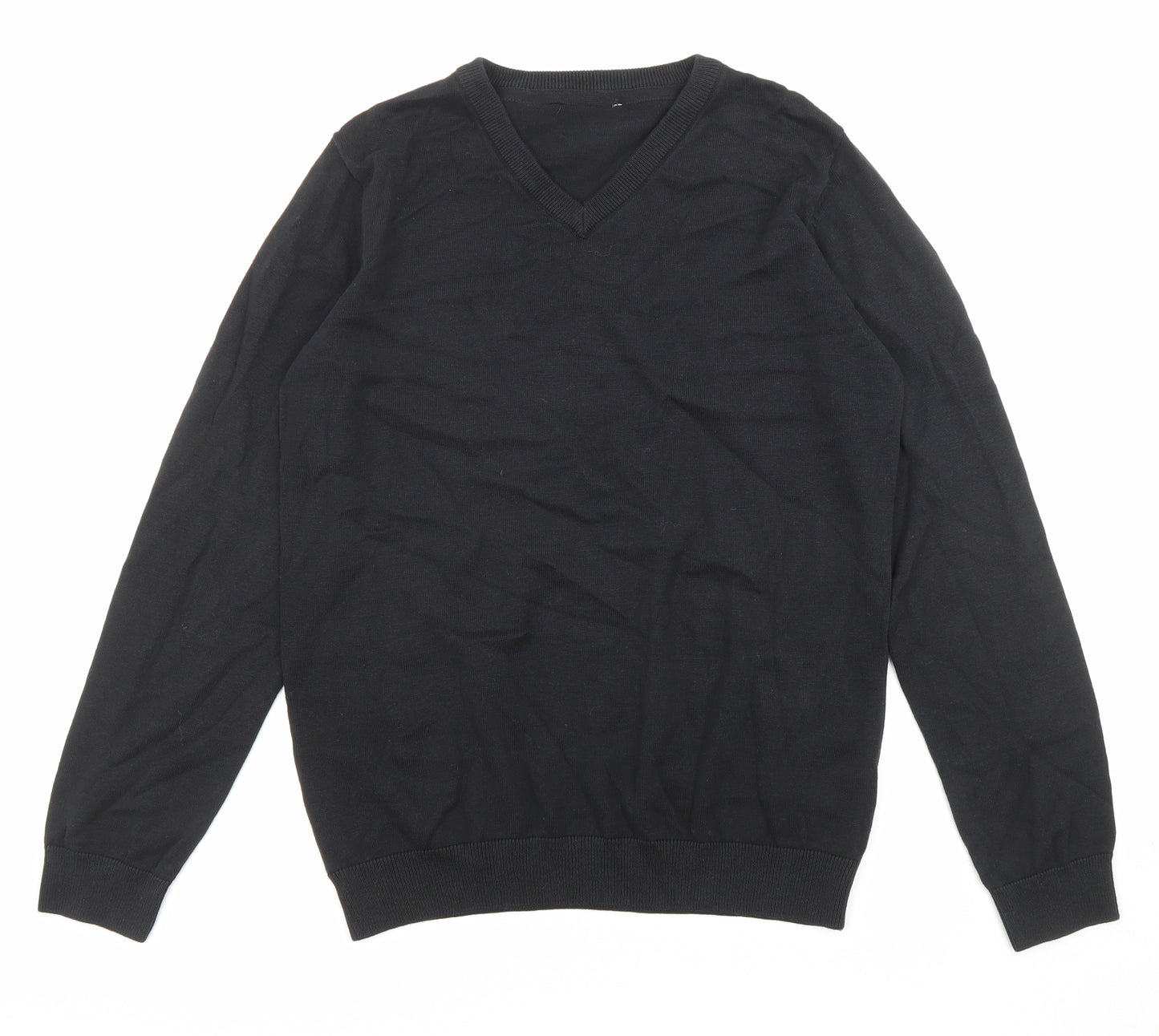 Marks and Spencer Boys Black V-Neck Cotton Pullover Jumper Size 14-15 Years Pullover
