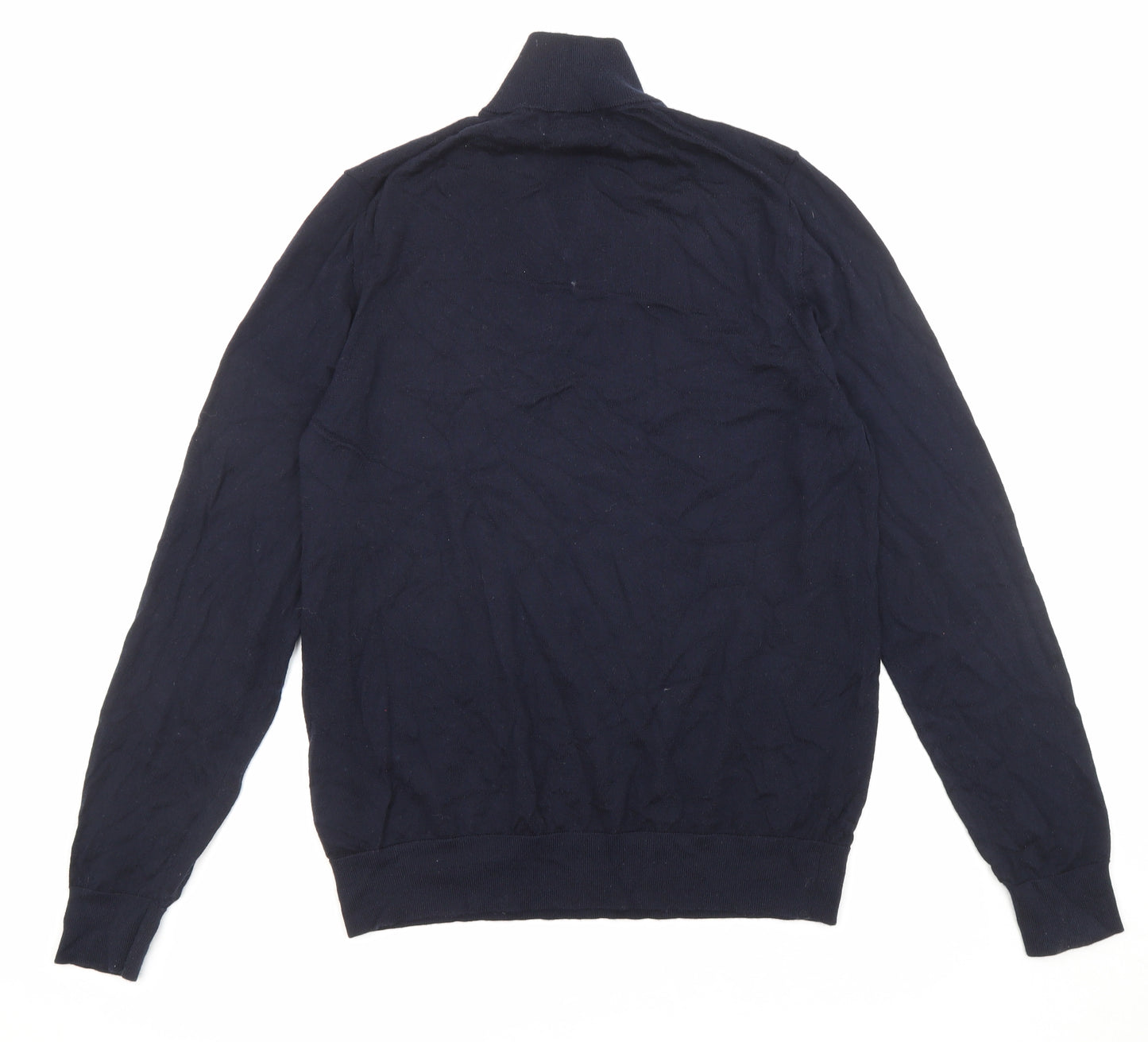 Autograph Mens Blue Collared Wool Pullover Jumper Size L Long Sleeve - 1/4 zip