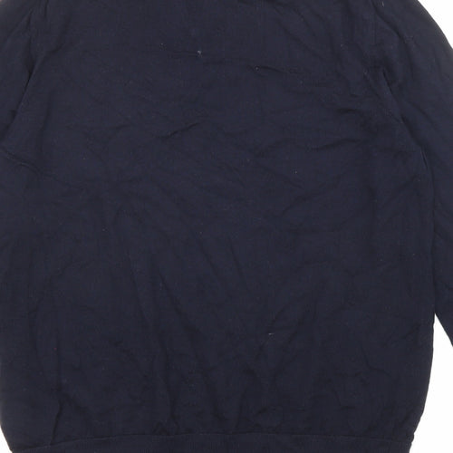 Autograph Mens Blue Collared Wool Pullover Jumper Size L Long Sleeve - 1/4 zip
