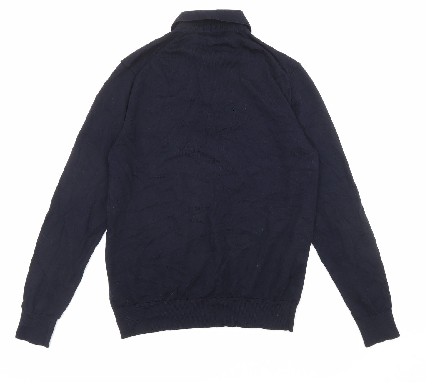 Autograph Mens Blue Collared Wool Pullover Jumper Size M Long Sleeve