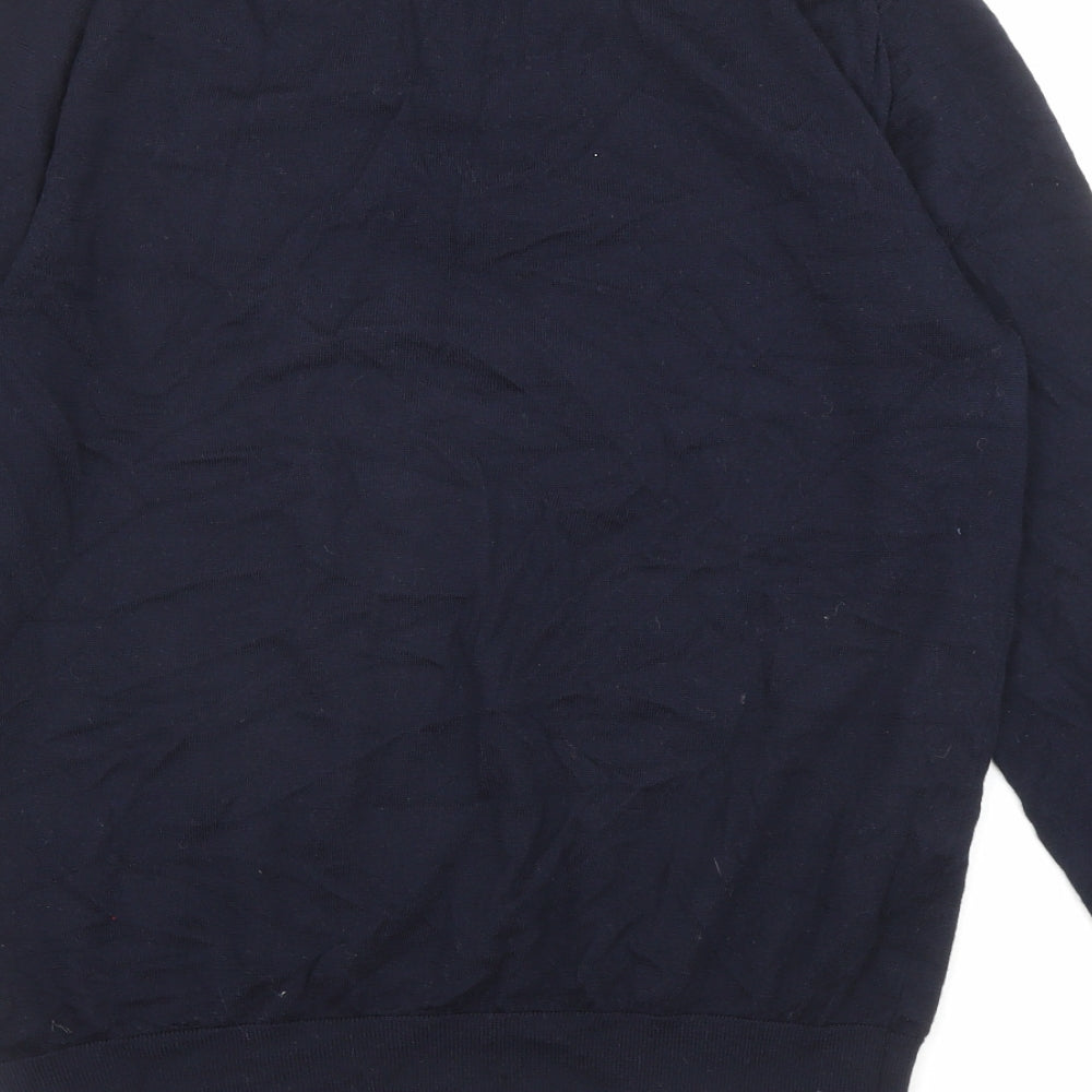 Autograph Mens Blue Collared Wool Pullover Jumper Size M Long Sleeve