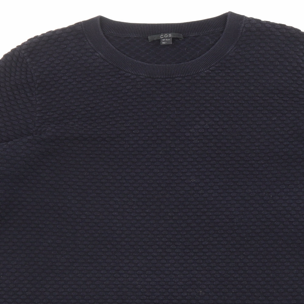 COS Womens Blue Round Neck Cotton Pullover Jumper Size M