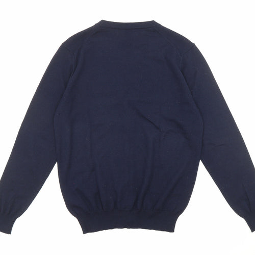 Marks and Spencer Mens Blue V-Neck Acrylic Cardigan Jumper Size S Long Sleeve