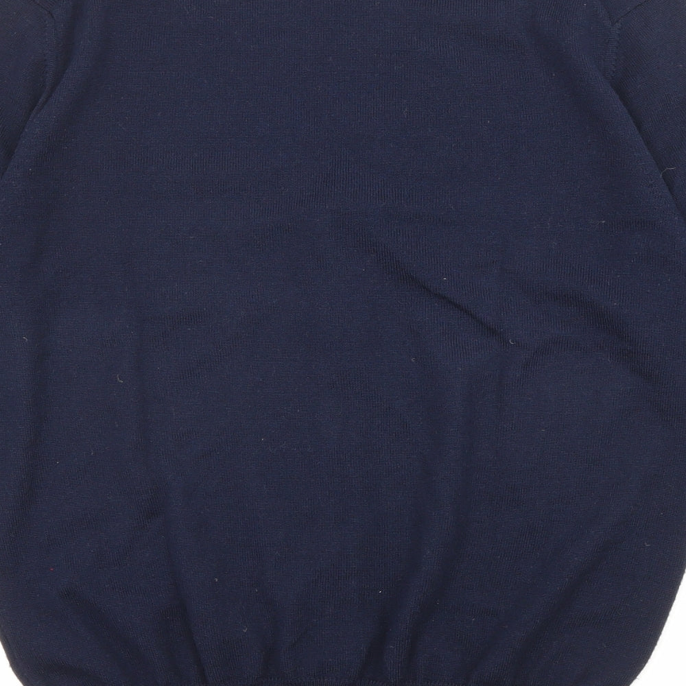 Marks and Spencer Mens Blue V-Neck Acrylic Cardigan Jumper Size S Long Sleeve