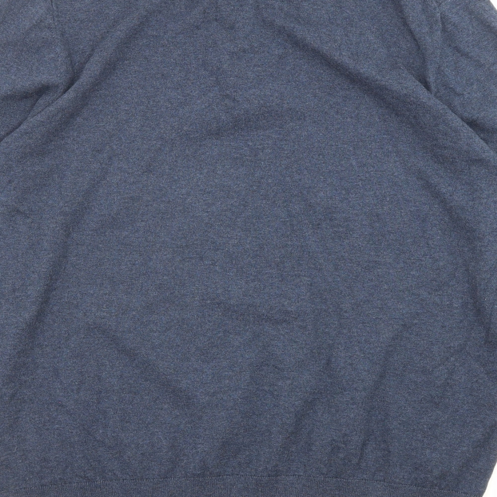 Marks and Spencer Mens Blue Collared Nylon Pullover Jumper Size L Long Sleeve