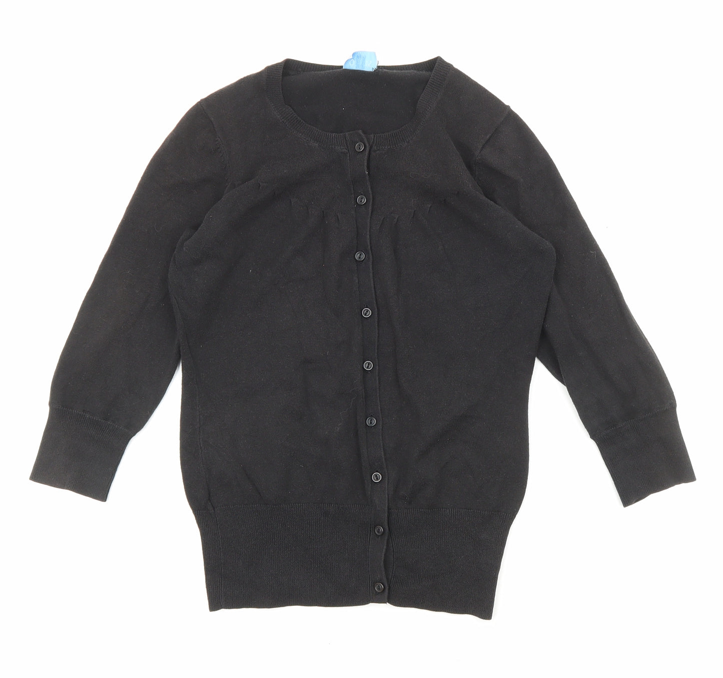 Oasis Womens Black Crew Neck Cotton Cardigan Jumper Size 8