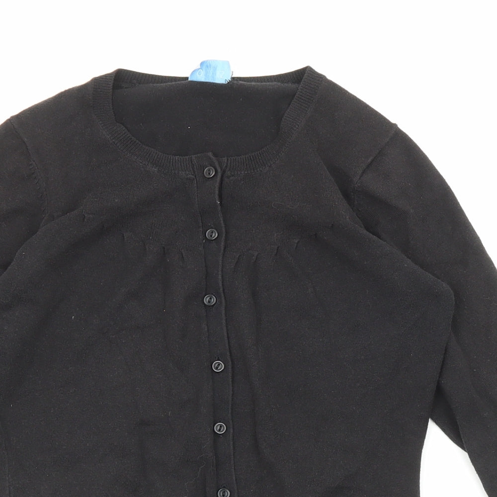 Oasis Womens Black Crew Neck Cotton Cardigan Jumper Size 8