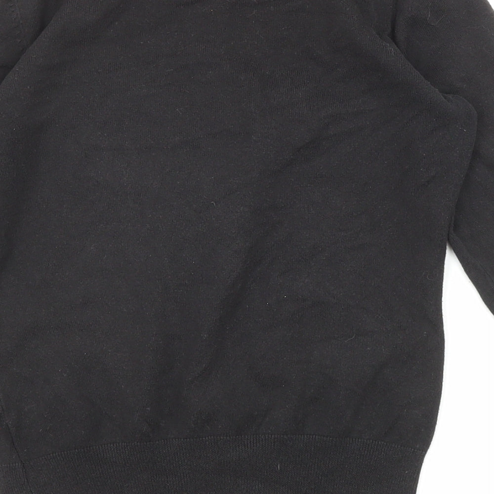 Oasis Womens Black Crew Neck Cotton Cardigan Jumper Size 8
