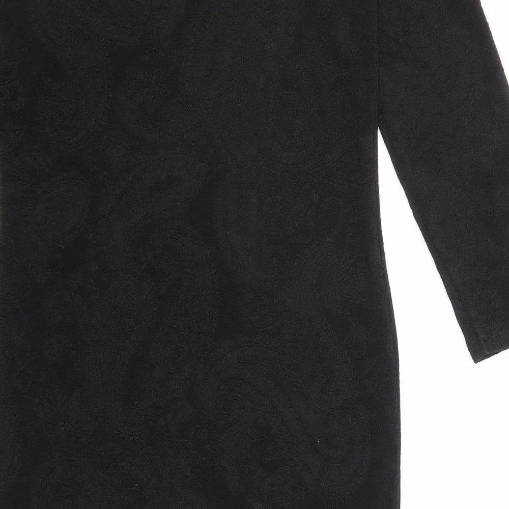 Miss Selfridge Womens Black Acetate Bodycon Size 10 Boat Neck Pullover