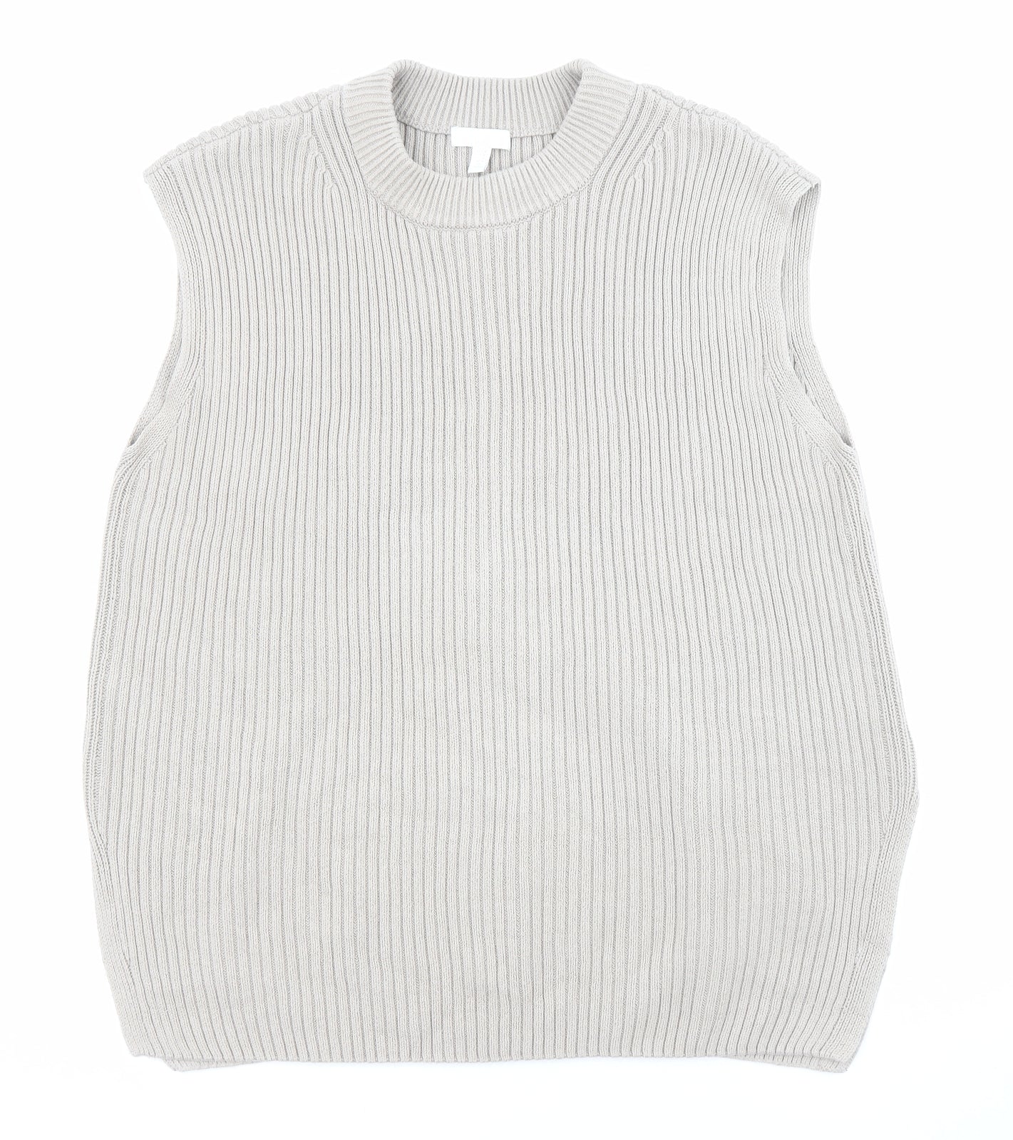 H&M Womens Beige Round Neck Cotton Pullover Jumper Size M