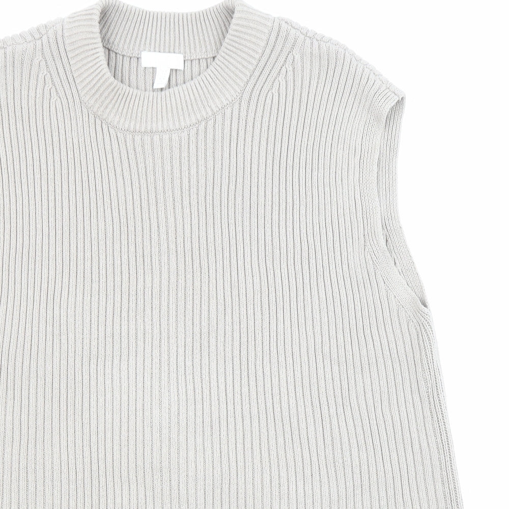 H&M Womens Beige Round Neck Cotton Pullover Jumper Size M