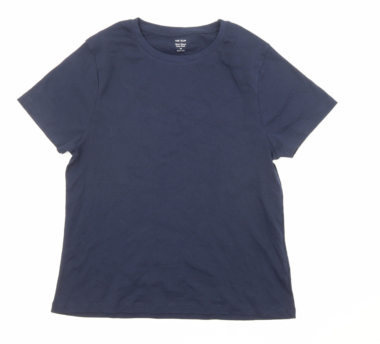 Marks and Spencer Womens Blue Cotton Jersey T-Shirt Size 18 Crew Neck