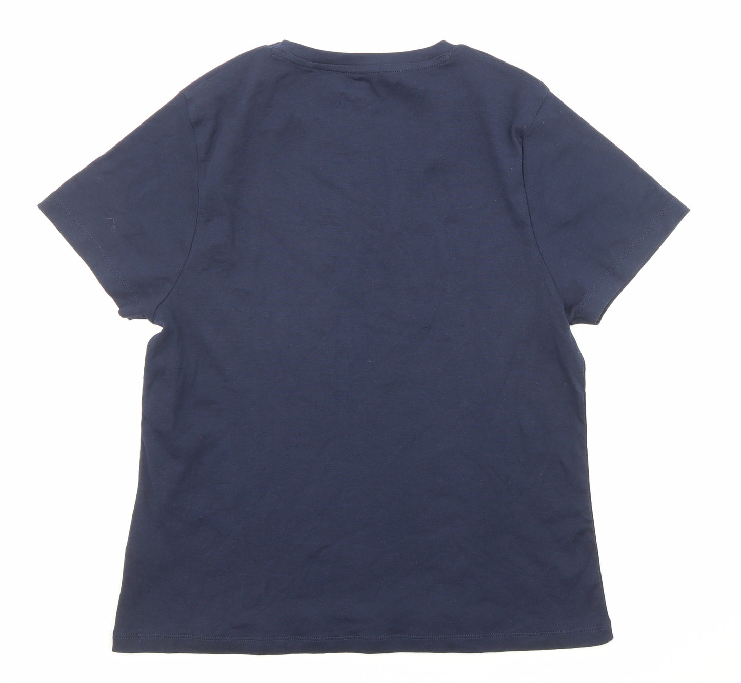 Marks and Spencer Womens Blue Cotton Jersey T-Shirt Size 18 Crew Neck