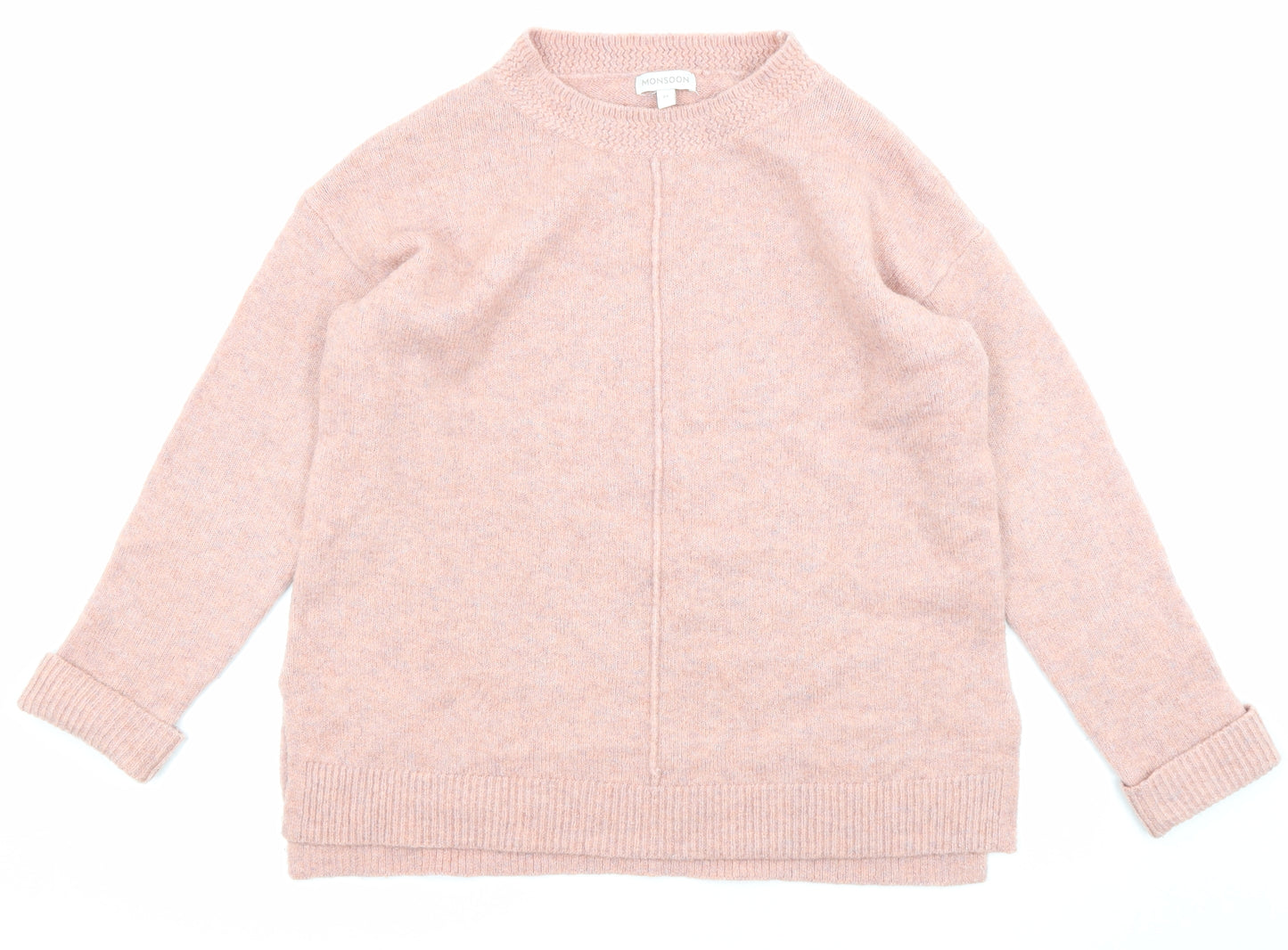 Monsoon Womens Pink Crew Neck Acrylic Pullover Jumper Size M