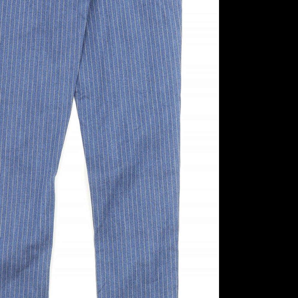 TU Womens Blue Striped Cotton Straight Jeans Size 12 L28 in Regular Zip - Pockets
