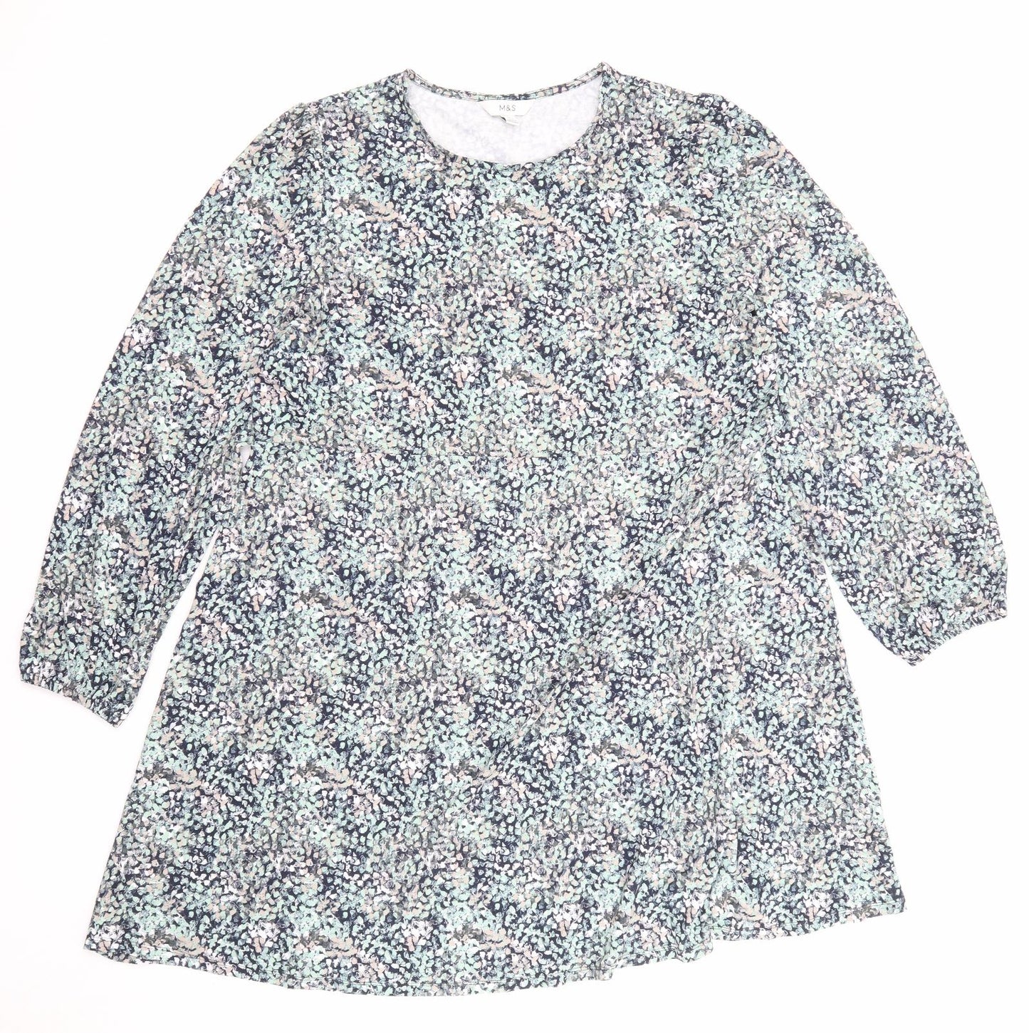 Marks and Spencer Womens Multicoloured Floral Viscose A-Line Size 22 Crew Neck Pullover