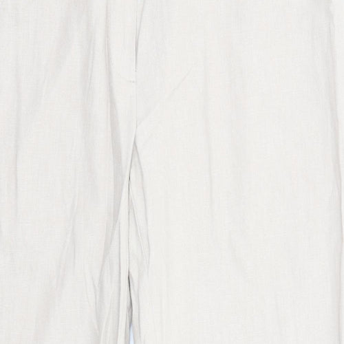 Marks and Spencer Womens Beige Linen Trousers Size 16 L28 in Regular Zip - Pockets