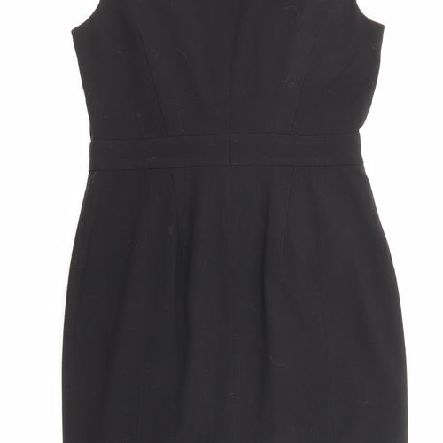 Warehouse Womens Black Polyester A-Line Size 12 V-Neck Zip