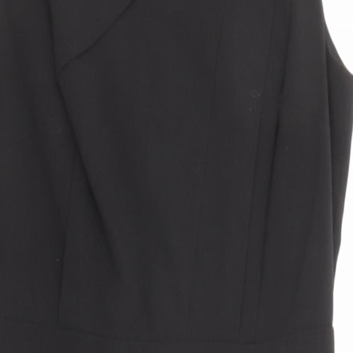 Warehouse Womens Black Polyester A-Line Size 12 V-Neck Zip