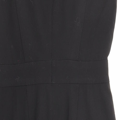 Warehouse Womens Black Polyester A-Line Size 12 V-Neck Zip