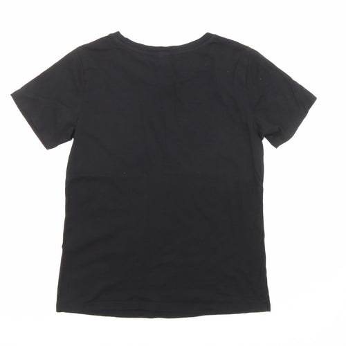 New Look Womens Black Polyester Jersey T-Shirt Size 8 Crew Neck