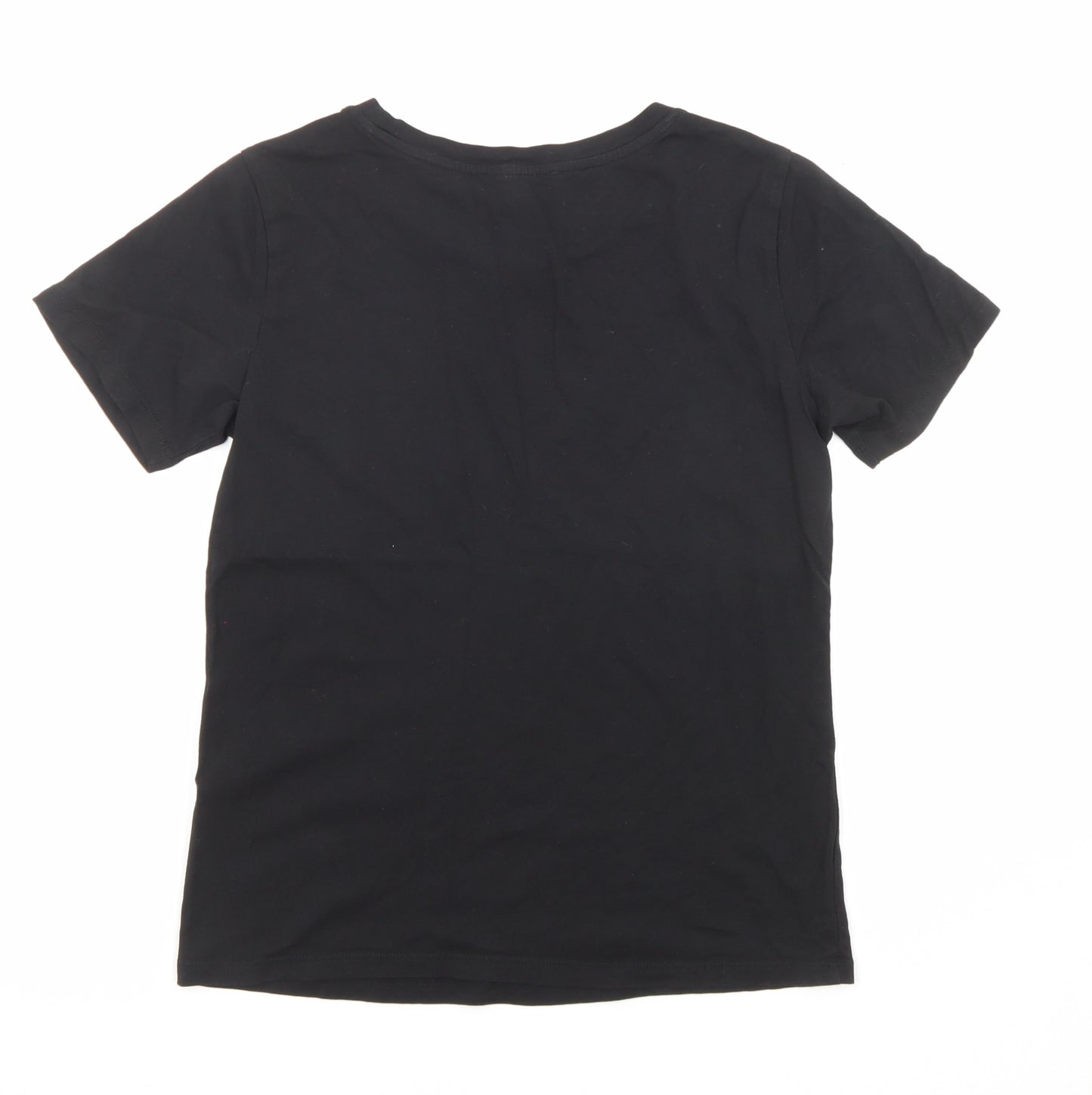 New Look Womens Black Polyester Jersey T-Shirt Size 8 Crew Neck