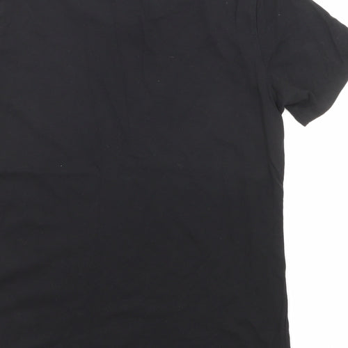 New Look Womens Black Polyester Jersey T-Shirt Size 8 Crew Neck