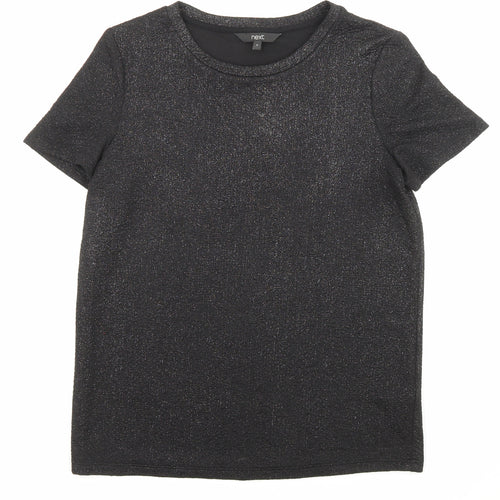 NEXT Womens Black Polyester Basic T-Shirt Size 8 Crew Neck