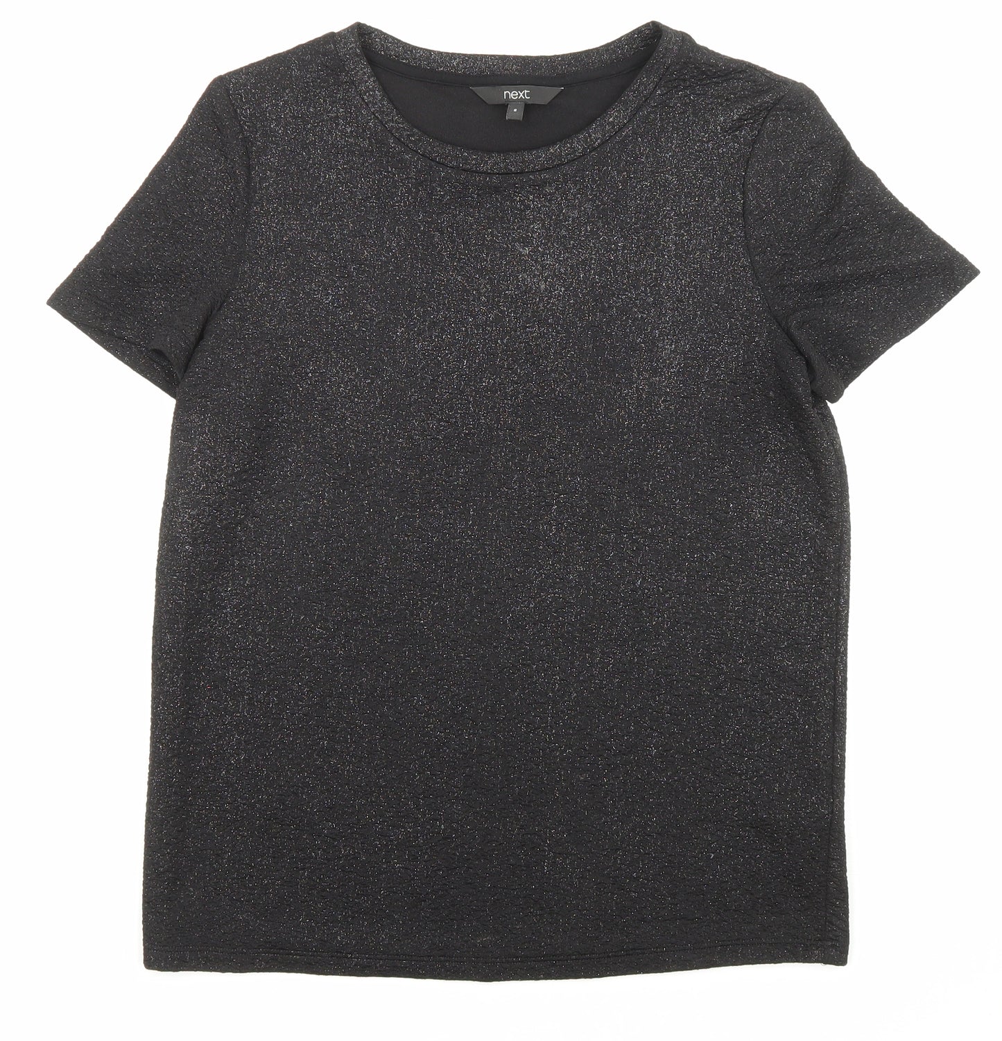 NEXT Womens Black Polyester Basic T-Shirt Size 8 Crew Neck