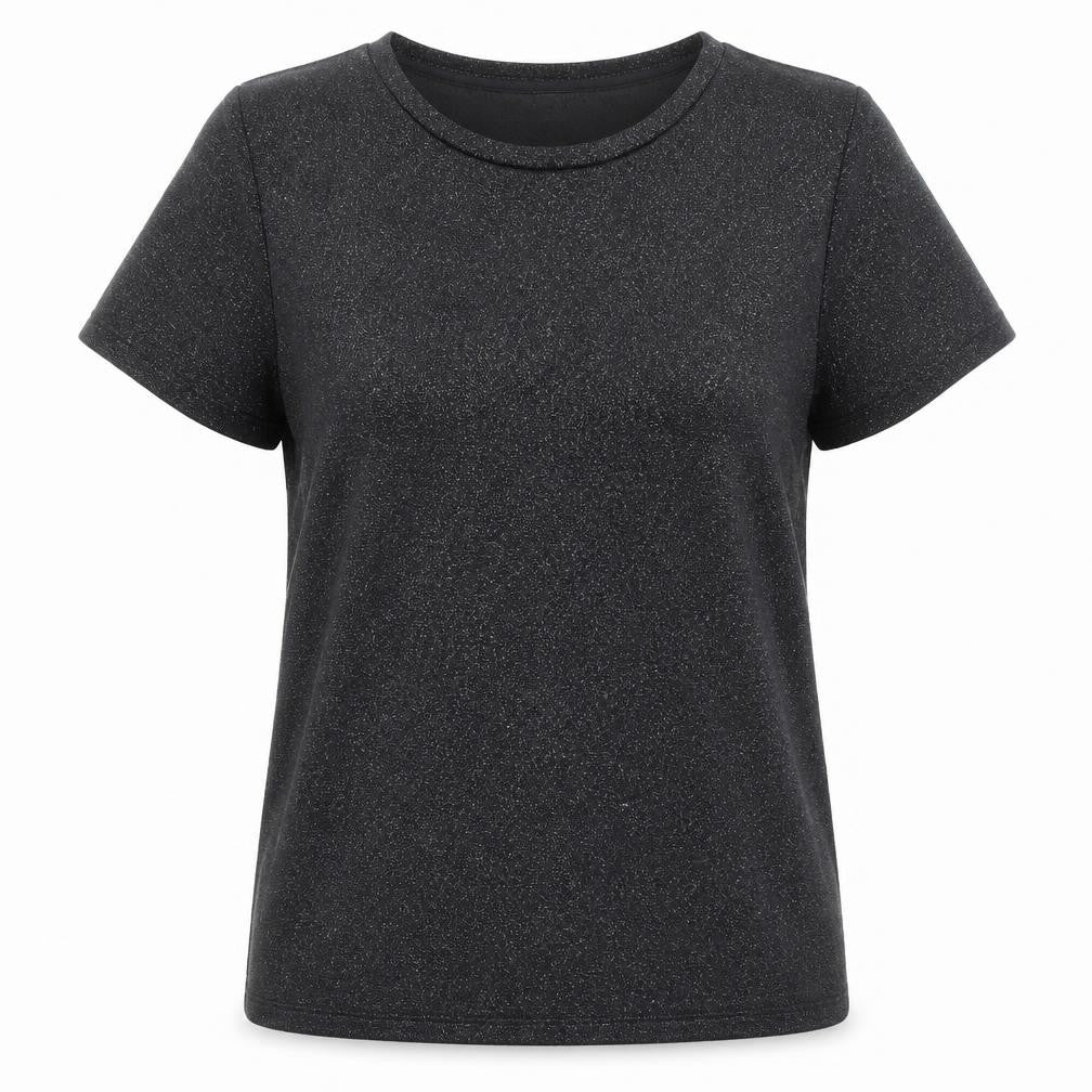 Front view of Next women’s black polyester basic t-shirt, size UK 8, crew neck