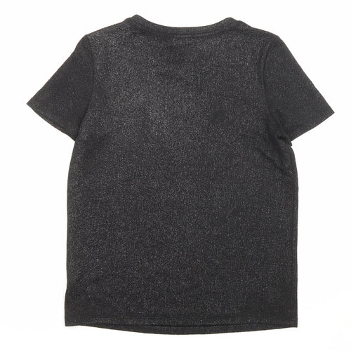 NEXT Womens Black Polyester Basic T-Shirt Size 8 Crew Neck