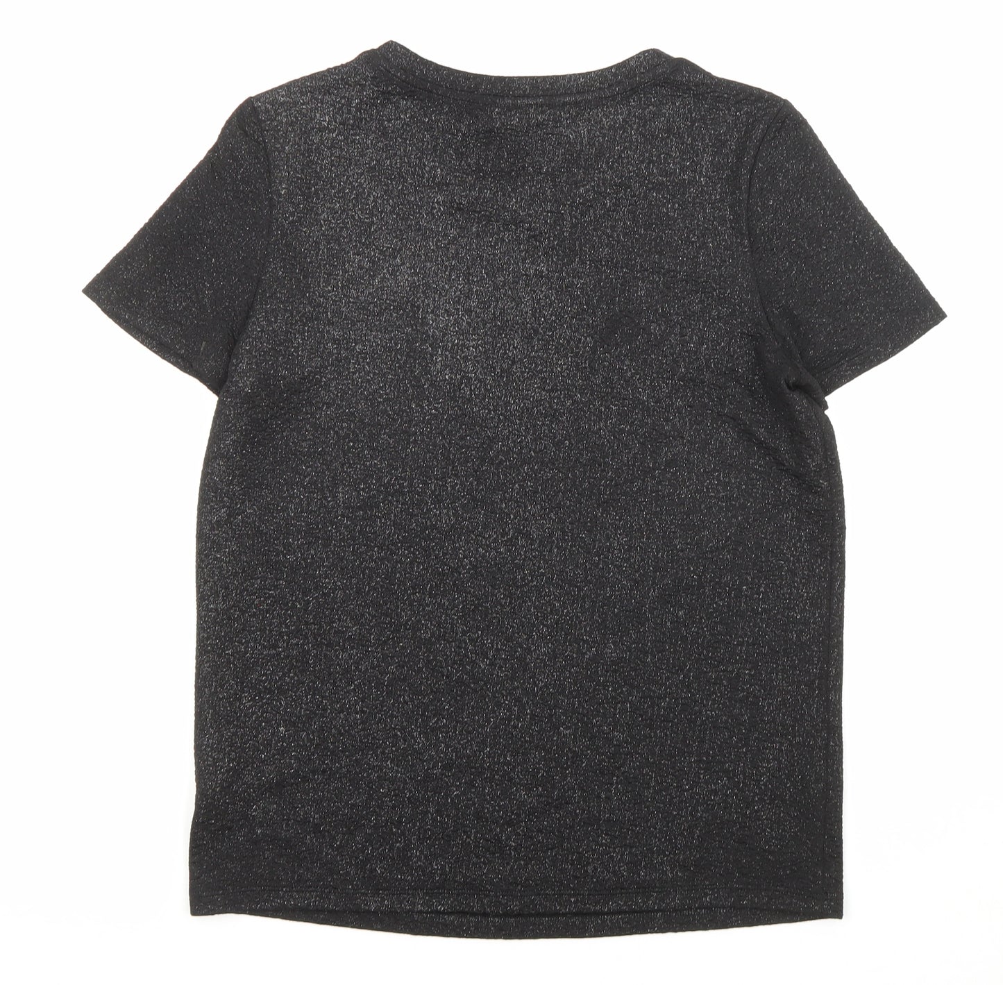 NEXT Womens Black Polyester Basic T-Shirt Size 8 Crew Neck