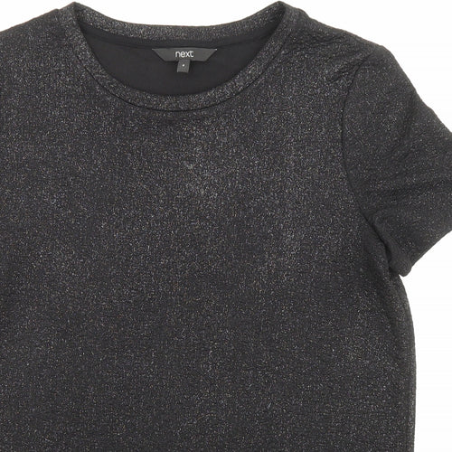 NEXT Womens Black Polyester Basic T-Shirt Size 8 Crew Neck